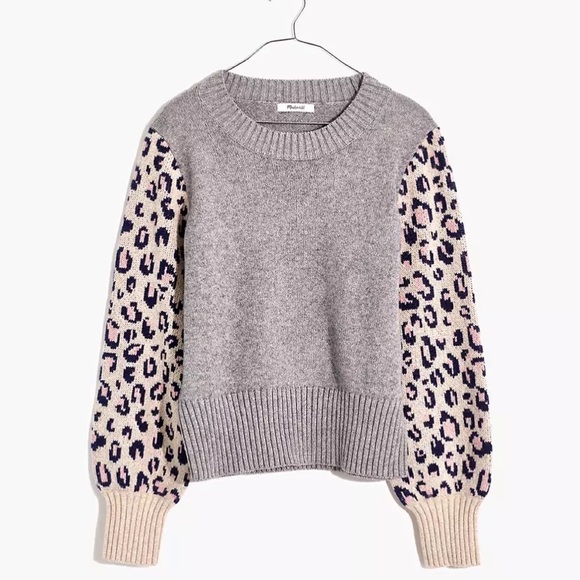 Madewell Leopard Sleeve Tensley Pullover Sweater - Picture 4 of 5